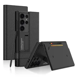 For Galaxy S24 Ultra / S23 Ultra Clamshell GKK Flip Leather Magnet Buckle Wallet Bracket Case