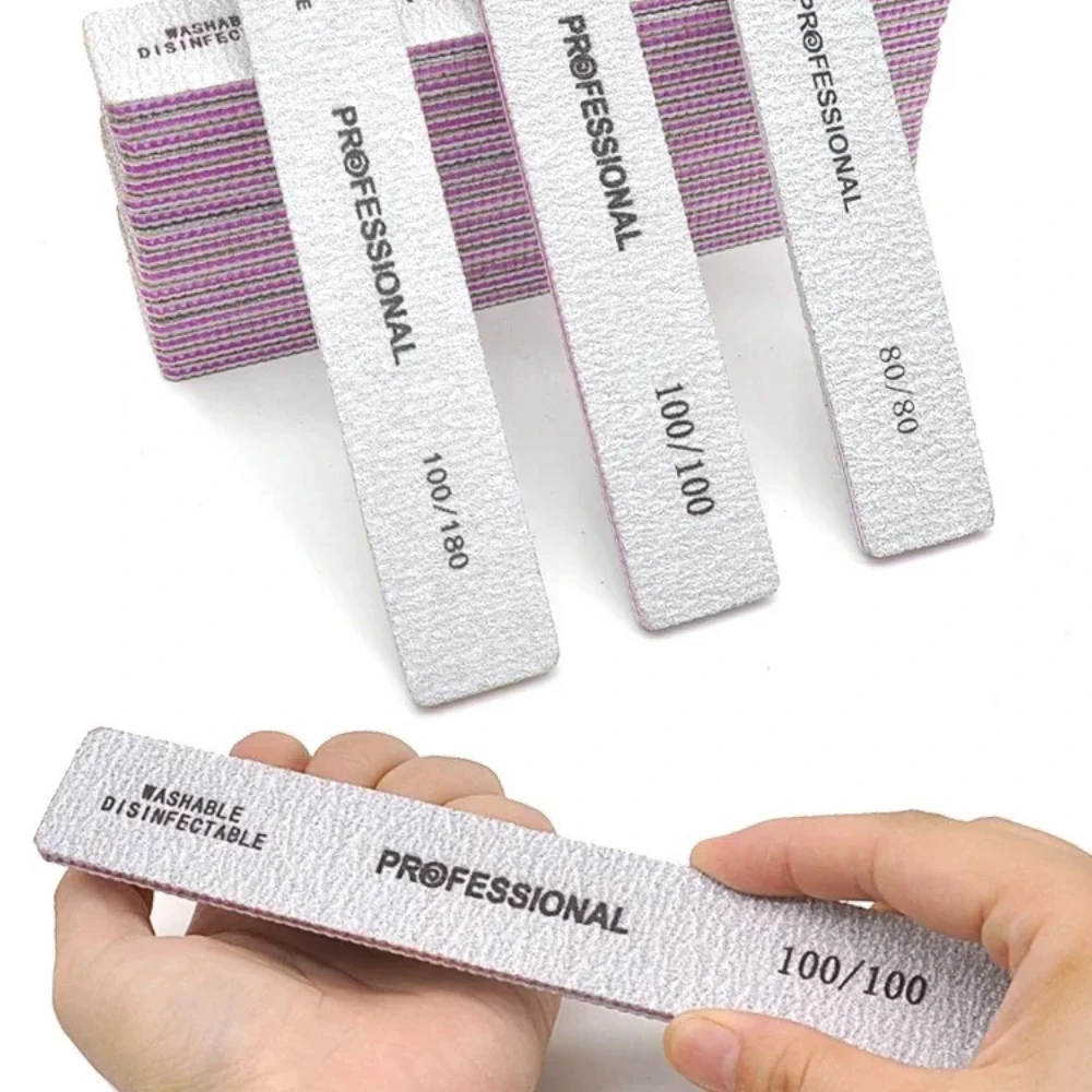 10pcs/Lot Wooden Nail Files Professional 100 180 240 Emery Board Manicure Buffer Grey Boat Double-sided Wooden Pedicure Buffers