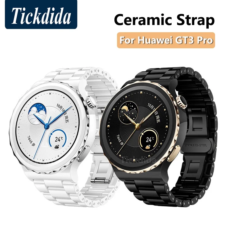 Correa de cerámica de 20mm y 22mm para Huawei Watch GT 3 Pro, banda de reloj de cerámica blanca para Huawei Watch GT3 de 46mm, pulsera de reloj GT 2e