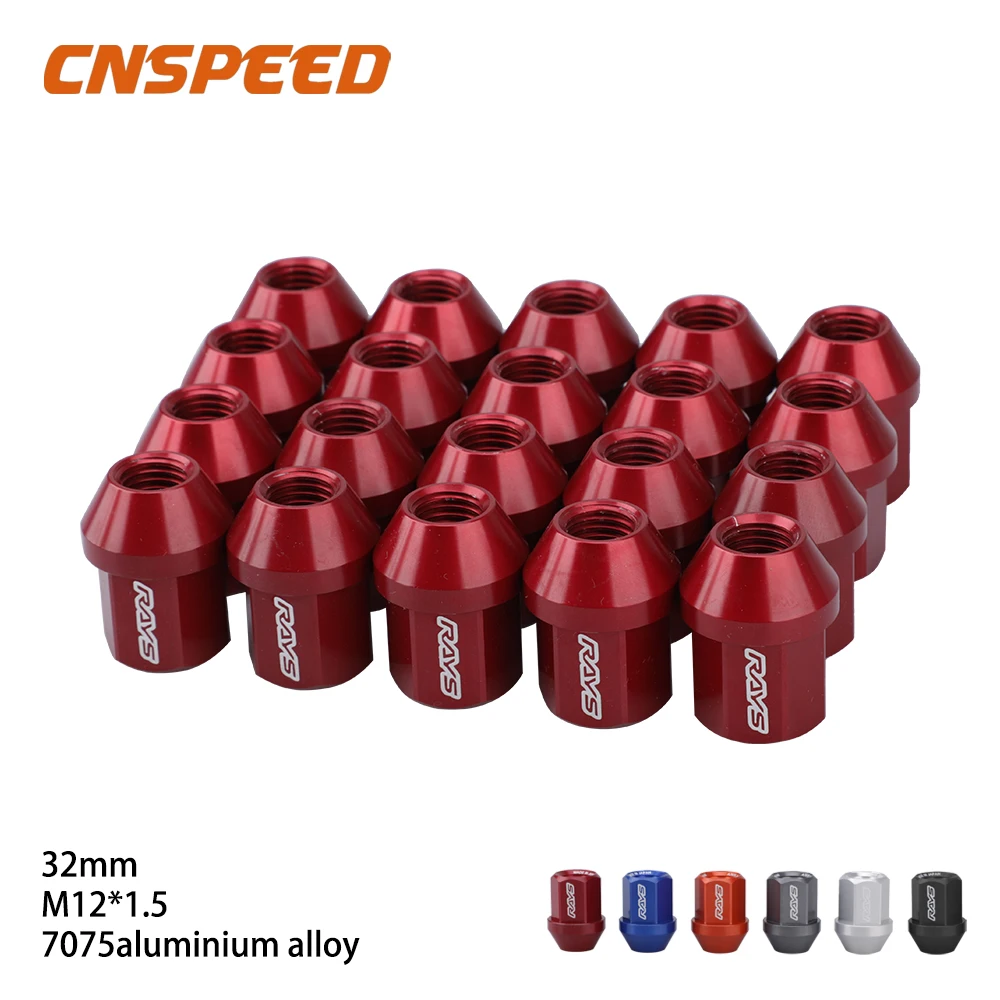 

CNSPEED HEX 19 мм 20 шт. M12x1,5 алюминиевые колесные гайки длиной 32 мм, модификация автомобиля, гоночная гайка с проушинами, гоночный кованый стиль, красный блик