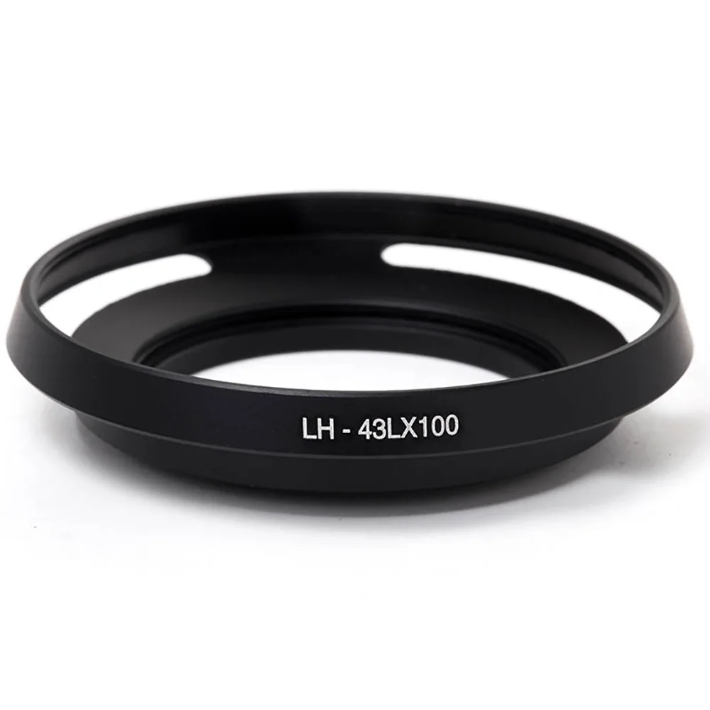 LinGo LH-43LX100 Metal Lens Hood for Panasonic LUMIX DMC-LX100 & for LEICA D-LUX (Type 109) Camera Black/Silver Lens Hoods