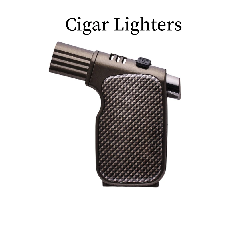 Metal Butane Gas Cigar Special Windproof Direct Charge Turbine Torch Large Fire Lighter Outdoor Barbecue Camping Lighter Gifts