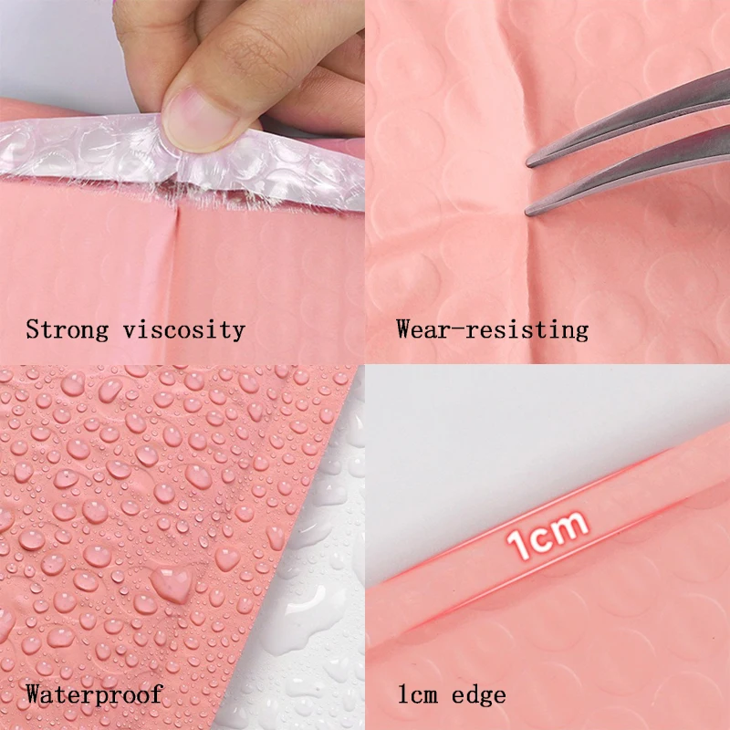 Peach Plastic Foam Bubble Bags, Shockproof Packaging Bag, Vestuário Shipping Bag, Bubble Mailers, Atacado, 100Pcs