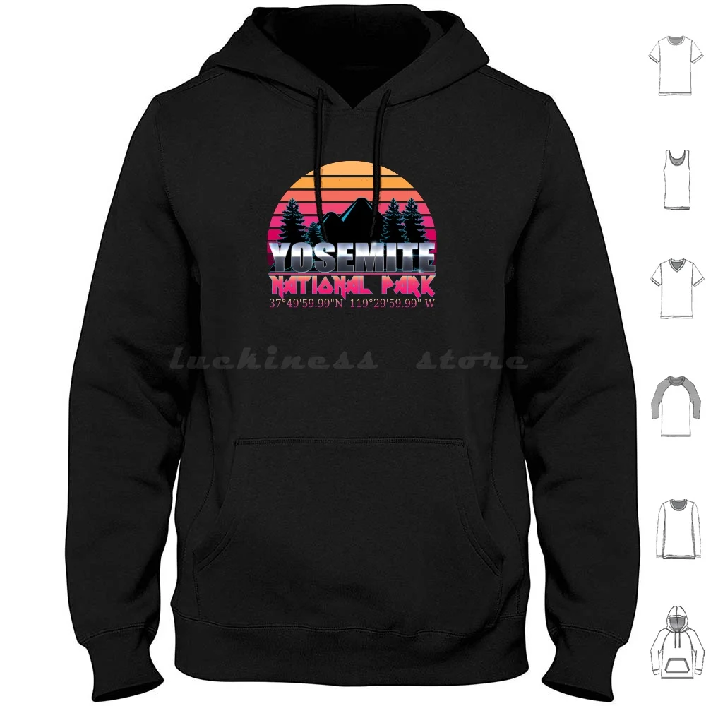 

Yosemite National Park With Gps Location Classic 80'S Design Hoodie cotton Long Sleeve Yosemite Yosemite National Park Us