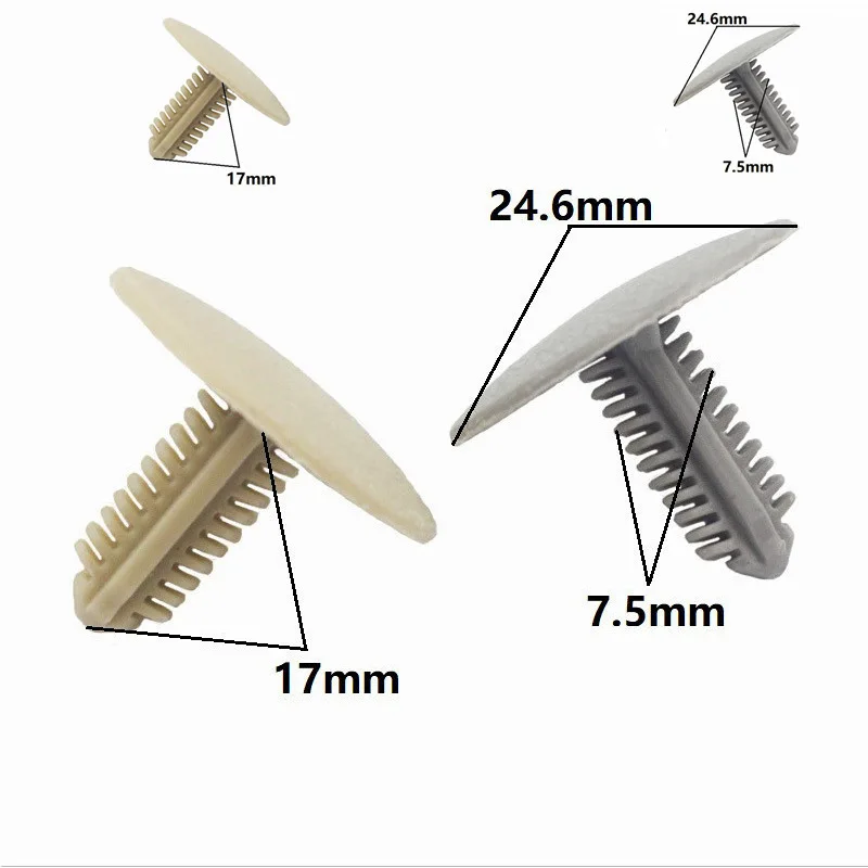 Car roof lining, trunk fastening clips, rivets, roof cover clips, plastic clips – all securely fastened