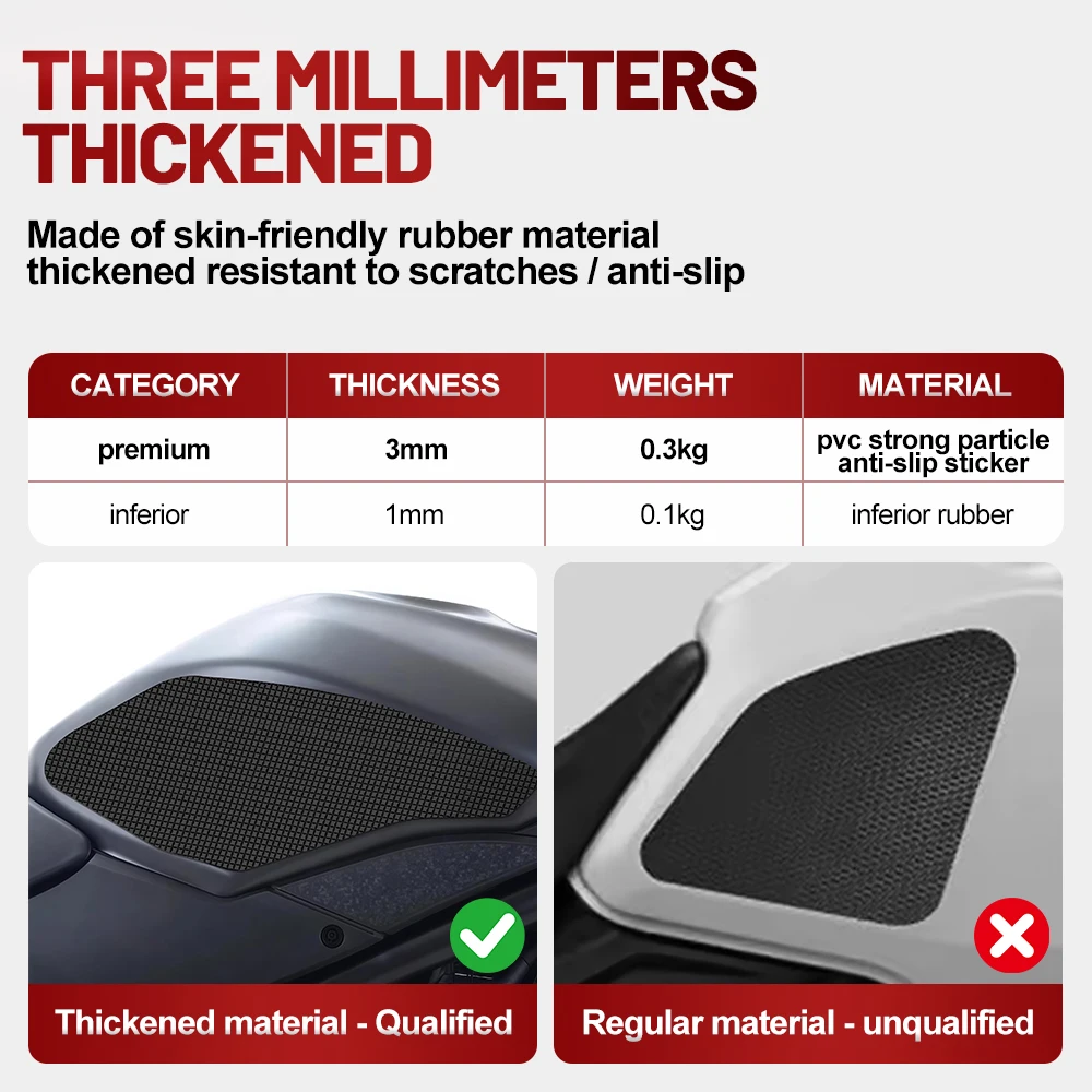 Fit For Suzuki SV650 2017-2025 Silicone Anti-Slip Tank Traction Pad Side Grip Sticker Set