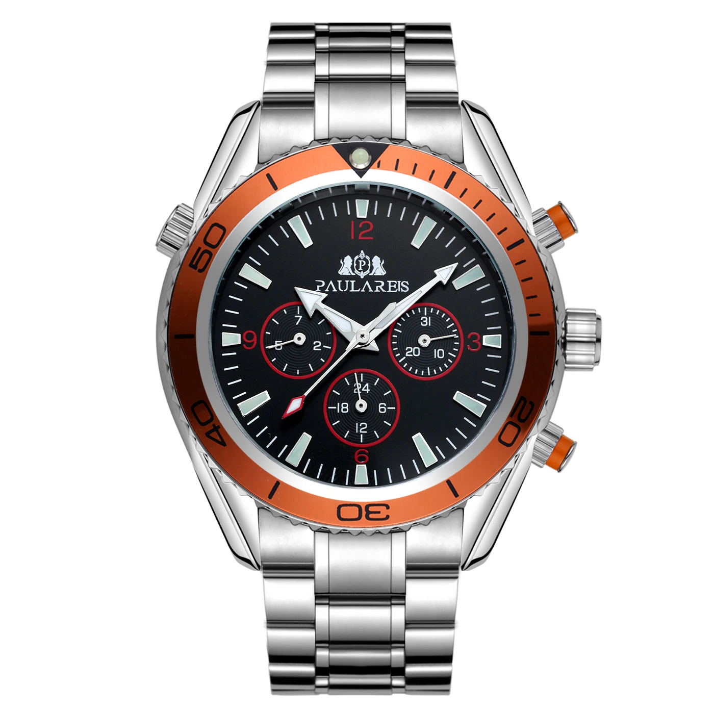 Automatic Mechanical Orange Blue Black Dial Rubber Strap Men's Classic Fashion Classic Luxury 45mm Watch