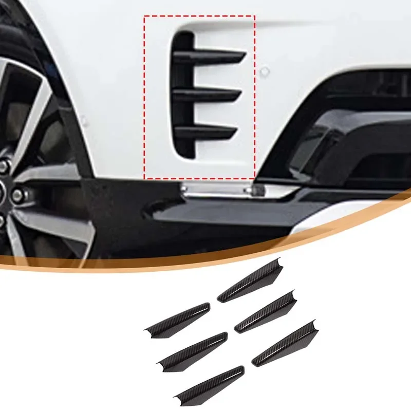 For Land Rover Discovery Sports 2024+ model front bumper fang trim car front face trim ABS carbon fiber pattern 6pcs