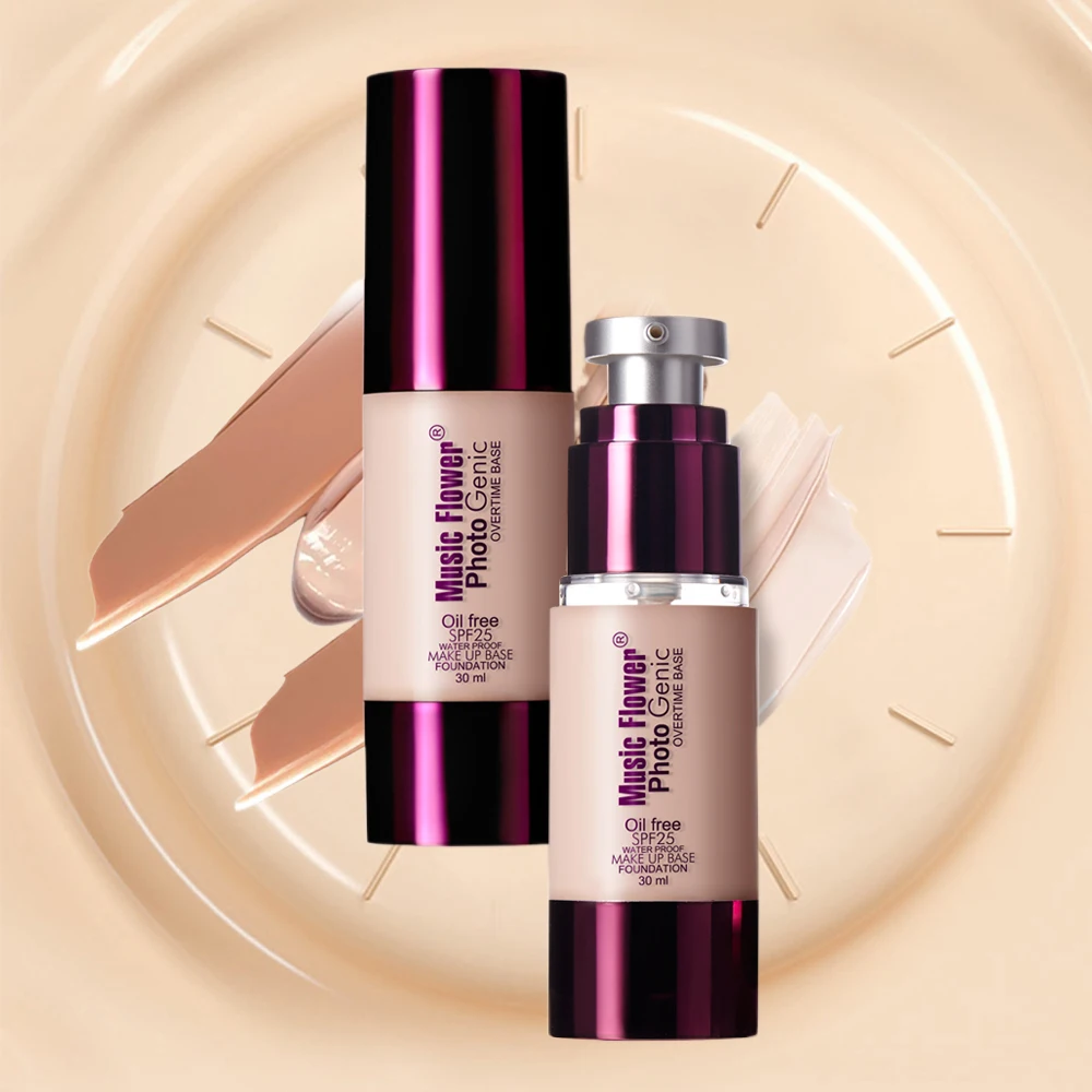 Musicflower Oil-Controlling and Moisturizing Liquid Foundation Is Easy to Apply, Waterproof, Sweat-Proof, Long-Lasting, and Does Not Remove Makeup