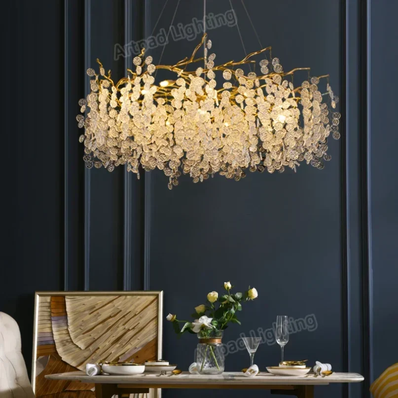 

Large Crystals Chandeliers LED Luxury Crystal Ceiling chandelier for Living Room Indoor Creative Lighting