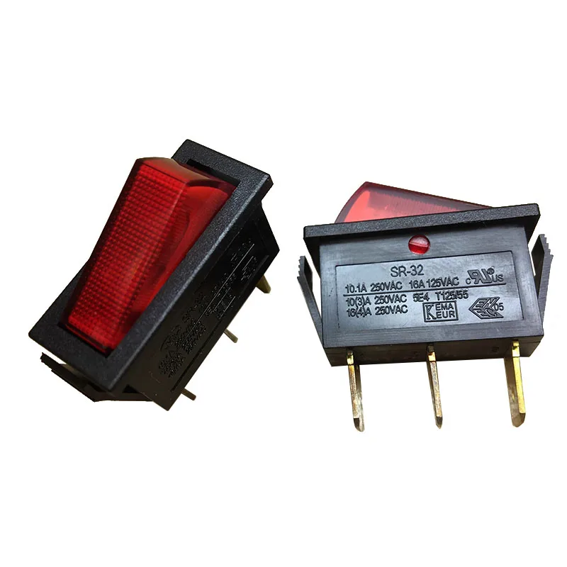 Original SR-32  illuminated boat-shaped switch, three-pin 2-position power supply, rocker switch, electric wok switch, 10.1A250V