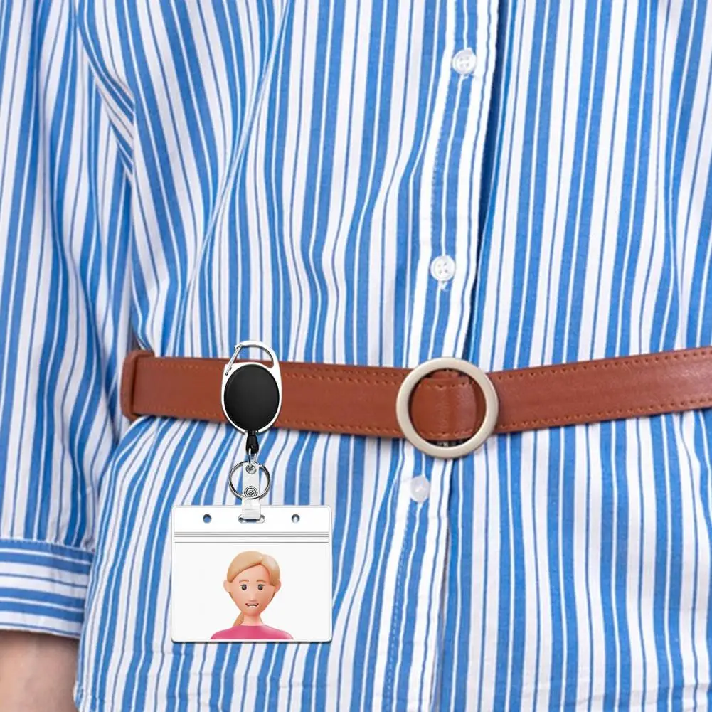 Card Holder Heavy Duty Id Badge Holder with Retractable Clip Vertical Lanyard Reel Office Name Tag Holder for Secure Card