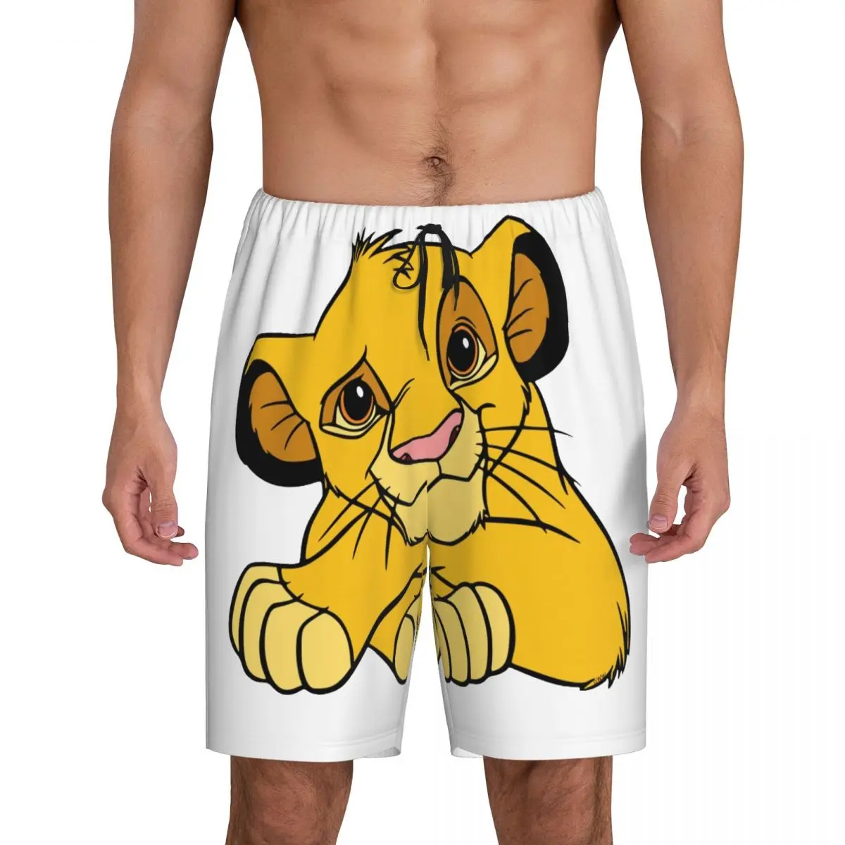 Custom Print Simba The King Lion Pajama Shorts Men Sleepwear Bottoms Sleep Short Pjs with Pockets