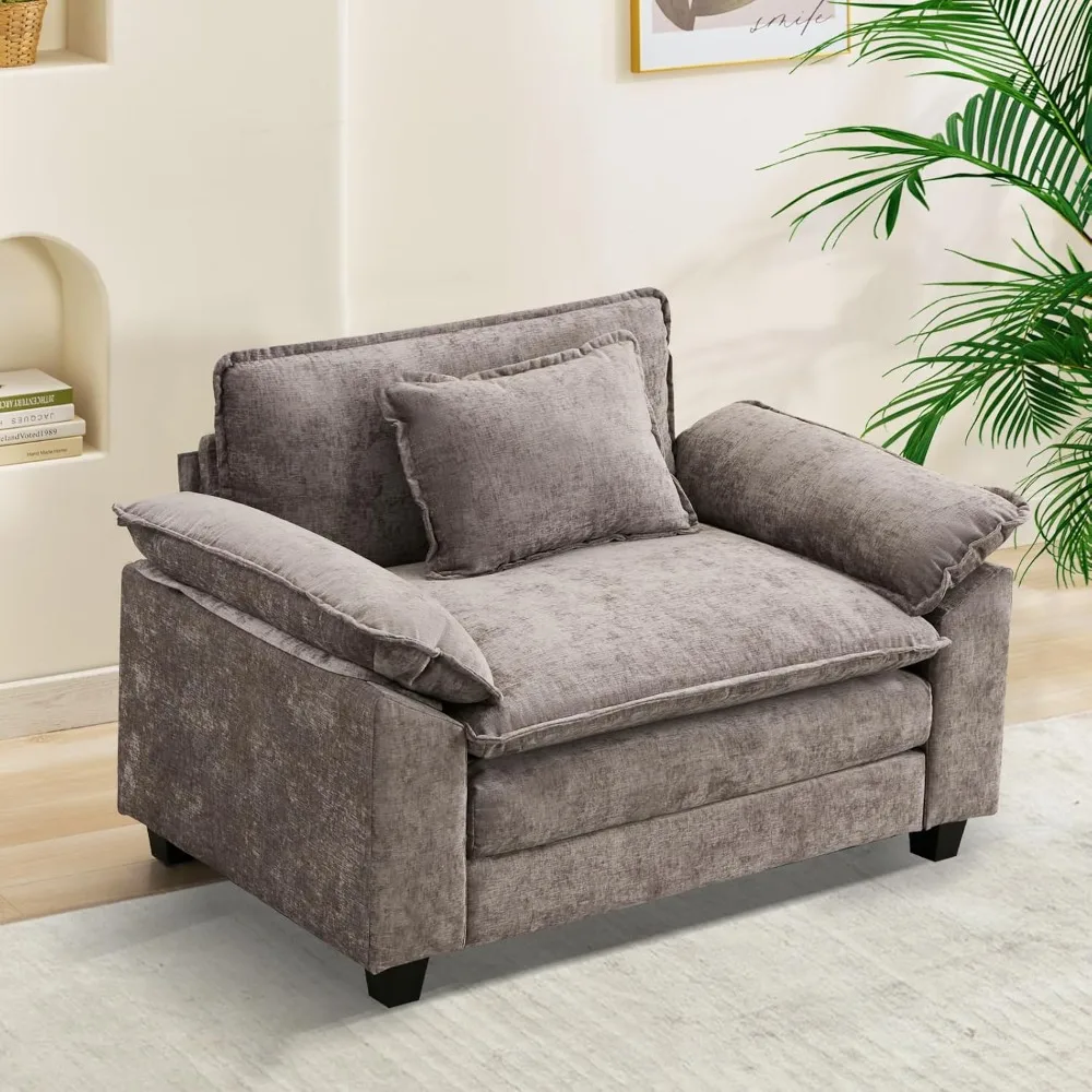 

Comfy Cloud Sofa Couch with Throw Pillows, Upholstered Deep Seat Cozy Sofa Chair, Modern Single Seat Modular Sectional Sofa
