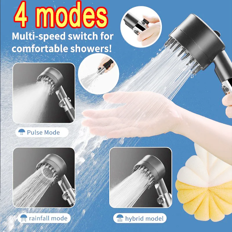 

Shower Head Bathroom Sink Faucet Water Saving Shower Head 4 Modes High Pressure Massage Portable Showe Bathroom Accessories