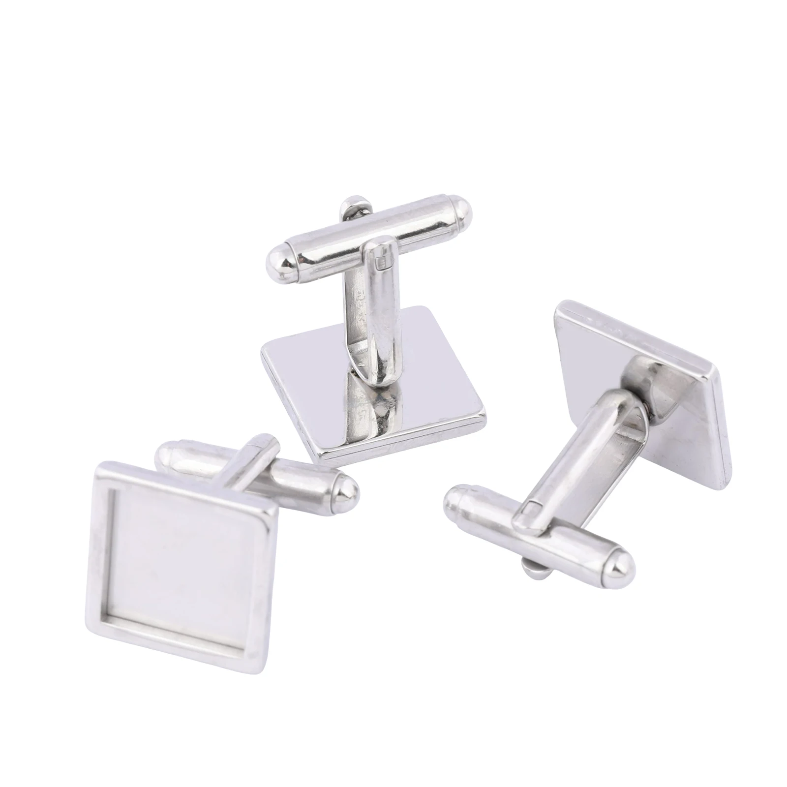 6pcs Stainless Steel Cufflink Base Blanks Gold Plated Fit 12mm Cabochon Cufflinks Bezel Settings Diy Jewelry Making Accessories