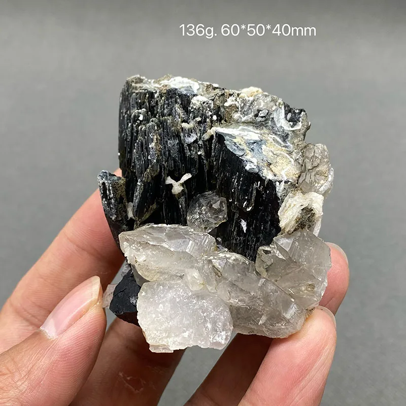 100% natural Pakistan black tourmaline mica paragenetic original stone mineral specimen collection.