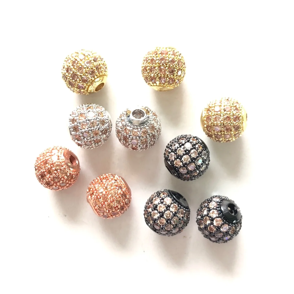 10pcs 6mm 8mm Colorful Zirconia Pave Disco Ball Spacer Beads for Women Bracelet Necklaces Waist Making Girl Jewelry Finding Bulk