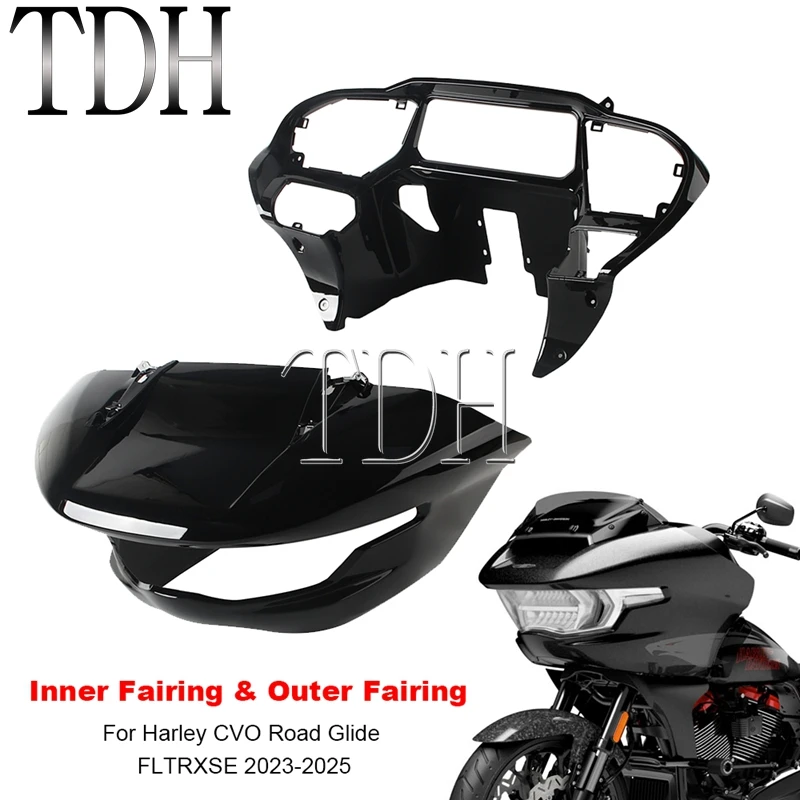 Motorcycle Inner Fairing Guard For Harley Touring CVO Road Glide FLTRXSE Windshield Cover Front Batwing Outer Fairing 2023-2025