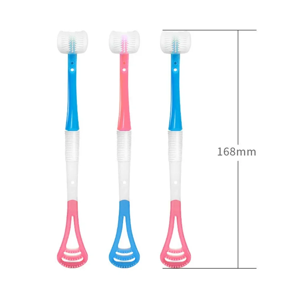 3d Stereo Three-Sided Toothbrush Pbt Ultra Fine Soft Hair Toothbrushes Tongue Scraper Deep Cleaning Oral Care Teeth Brush