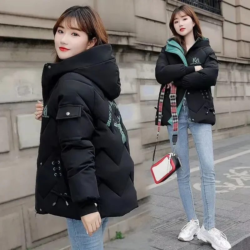 Trendy Cotton-padded Cropped Coat 2024 New  Korean Style Women\'s Puffer Jacket Hooded Winter Parka Fashion Coat Student Overcoat