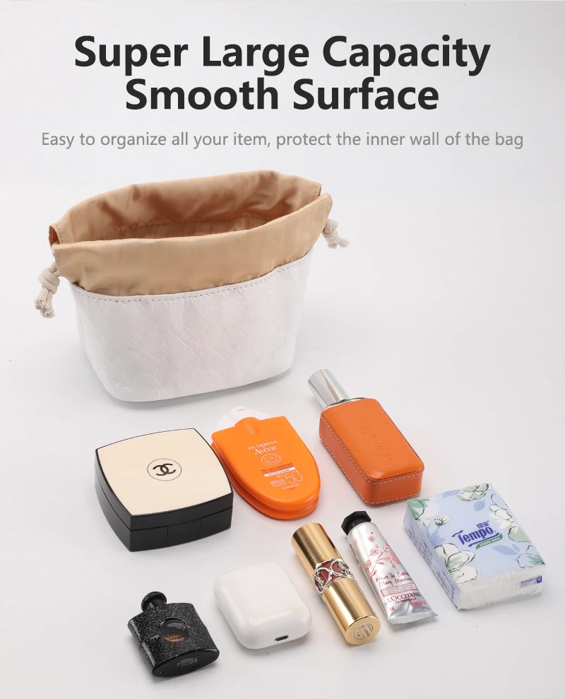 CRAZYSMITH Bag Organizer For LV Nano Noe Handbag Dupont Paper Inner Bag Insert Storage Bags Drawstring Liner Bag Support Shaper