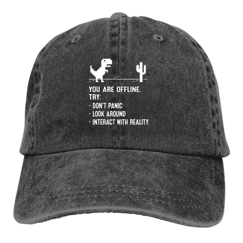 

You Are Offline Funny Low Resolution Pixel Dinosaur Baseball Caps Peaked Cap Computer Cpu Core Sun Shade Hats for Men