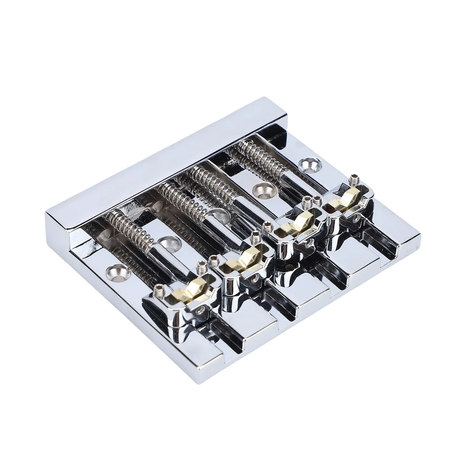 

4 String Bass Bridge 5 Hole Bass String Plate with 17.5-20mm Adjustable Brass Saddles Pre Slotted Design Easy Installation Zinc
