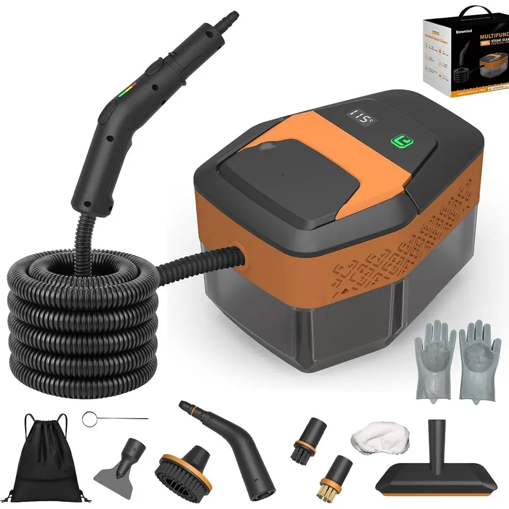 

Portable Steam Cleaner, Adjustable Handle, 60.87oz Tank, 15s Heat-Up, 2500w Steamer for Home, Dirt, Grease, Bed Bugs, Grout, Til