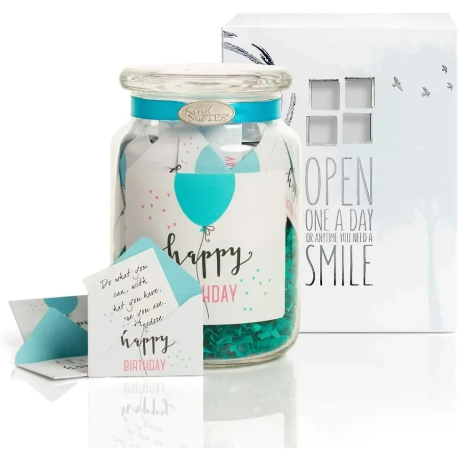 

Glass Keepsake Gift Jar with Blank Papers for Writing Personal Messages Ideal for Birthday Celebrations Simple Birthday Gift Id