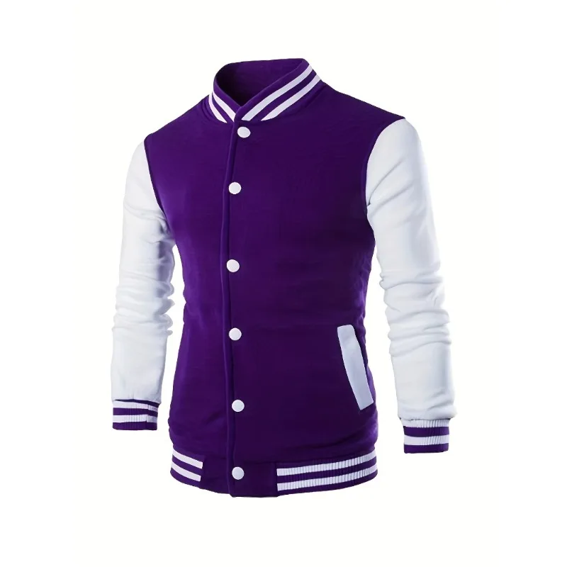 

Ladies Casual Baseball Jacket - Contrast Cuff Design, Baseball Collar and Shoulder Shape, Universal in All Seasons, Daily Wear