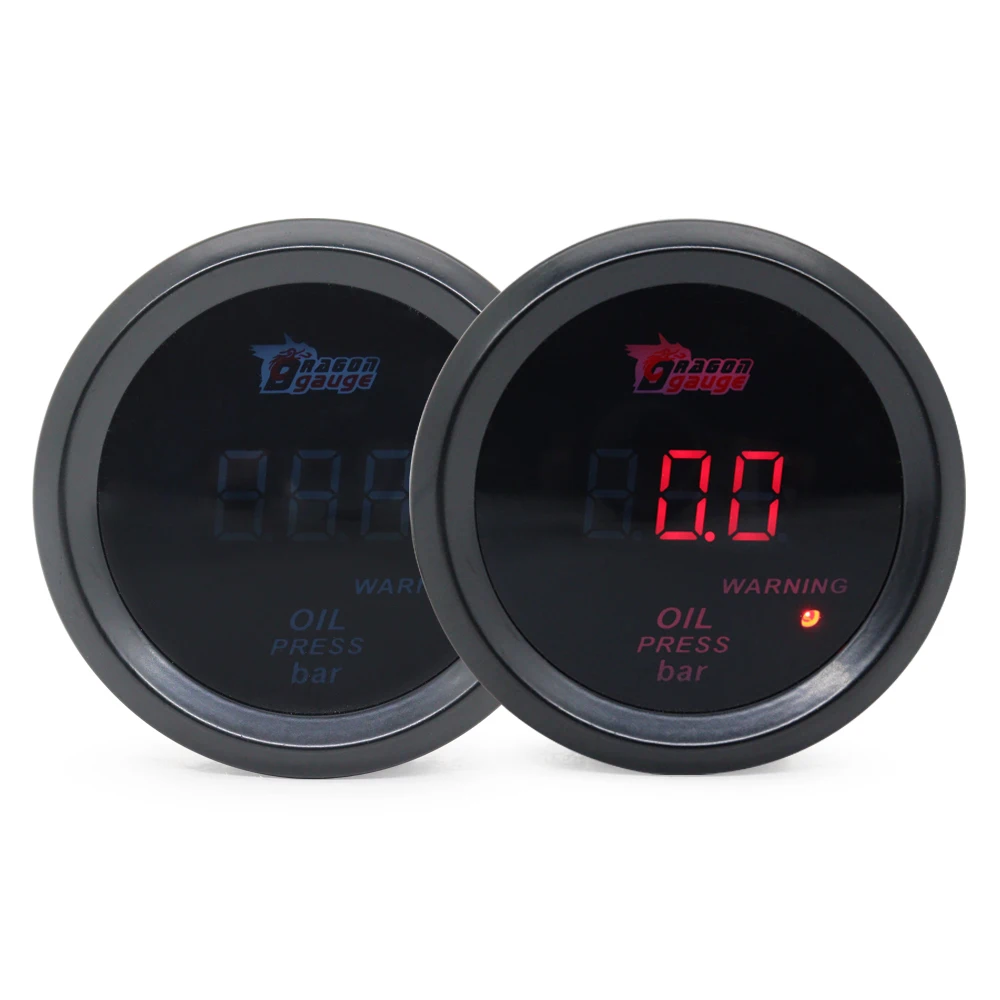 DRAGON GAUGE 2\'\' 52MM Digital Display Car Oil Pressure Press Gauge BAR Red Led Oil press meter Car Meter