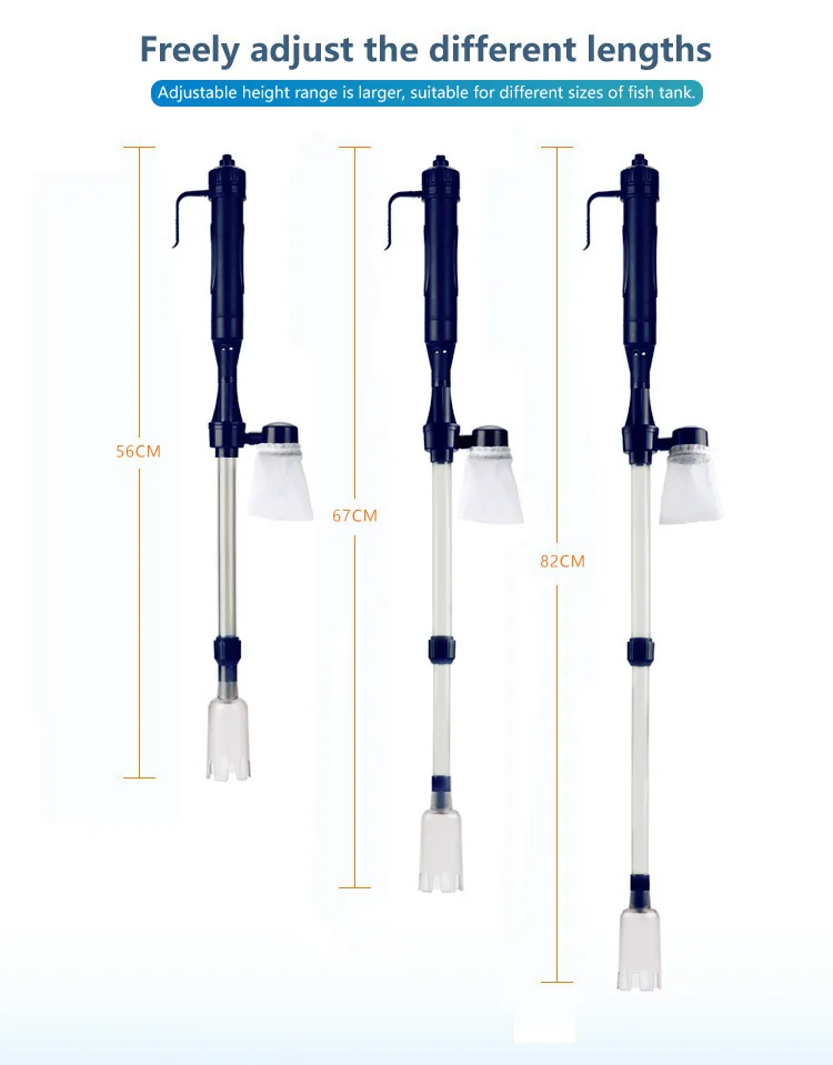 Elektrischer Aquarium-Wasserwechsler, Kiesreiniger, Siphonpumpe, Saug-Sandwaschgerät mit Luftdruckknopf, Reinigungswerkzeug für Fischbecken – Detail 4