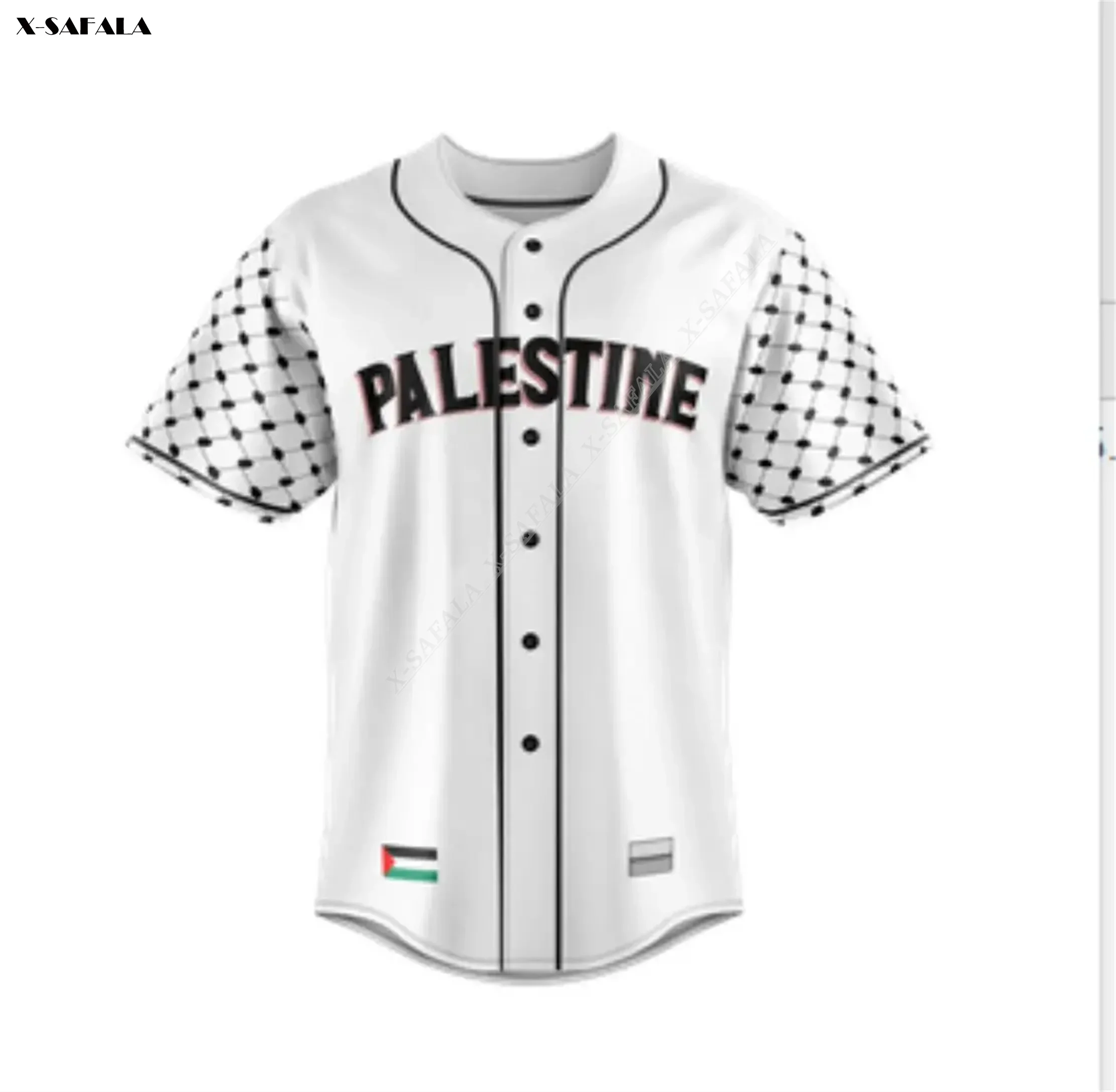 فدائي‎  State Of Palestine فلسطين‎‎  3D Printed Baseball Jersey Shirt Men's Tops Tee Oversized Streetwear Jersey