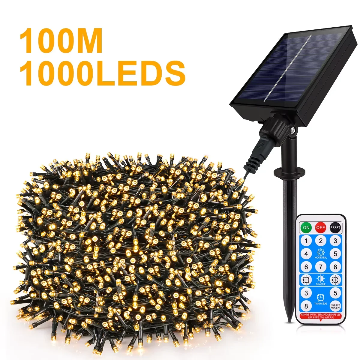 100m 50m 30m ao ar livre solar string luzes de fadas à prova dwaterproof água guirlanda grande painel solar lâmpada carga rápida para festival decoração do jardim