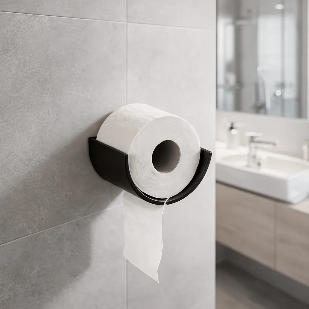 No Drilling Wall Mount 3D Printed Multifunctional Paper Roll Holder Bathroom Toilet Tissue & Kitchen Towel Storage Organizer