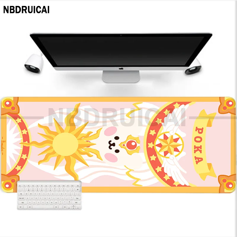 Pink Sakura Card Captor Gaming Mouse Pad, legal grande Mousepad, XL Locking Edge Size, teclado de jogo para gamer