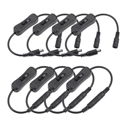 8Pcs DC 12V Inline Rocker On/Off Switch with 5.5x2.1mm DC Jack Male to Female Power Adapter Cable Connector for LED Strip Light