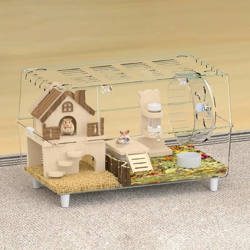 Hamster Cage Transparent Acrylic Cheap Extra Large Luxury Villa 50 Landscape Cage Golden Bear