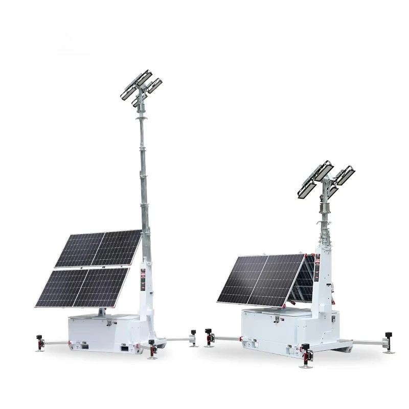 9M Telescopic Mast Mobile Trailer Light Tower Air Cooled 4*1000W LED High Brightness Outdoor Construction Lighting Customized