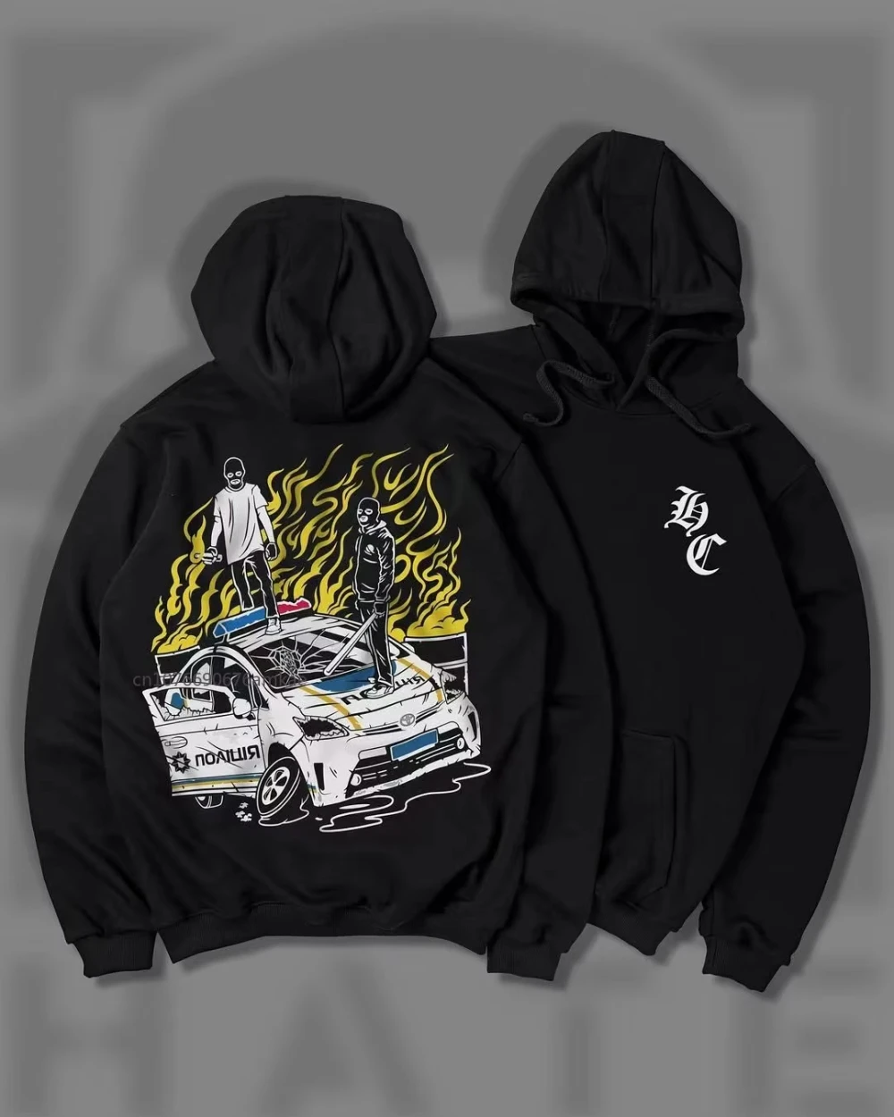 Solid Color Pullover Hoodie Men Women American Street Tide Personalized Pattern Printing Sports Hoodie Spring Loose Couple Tops