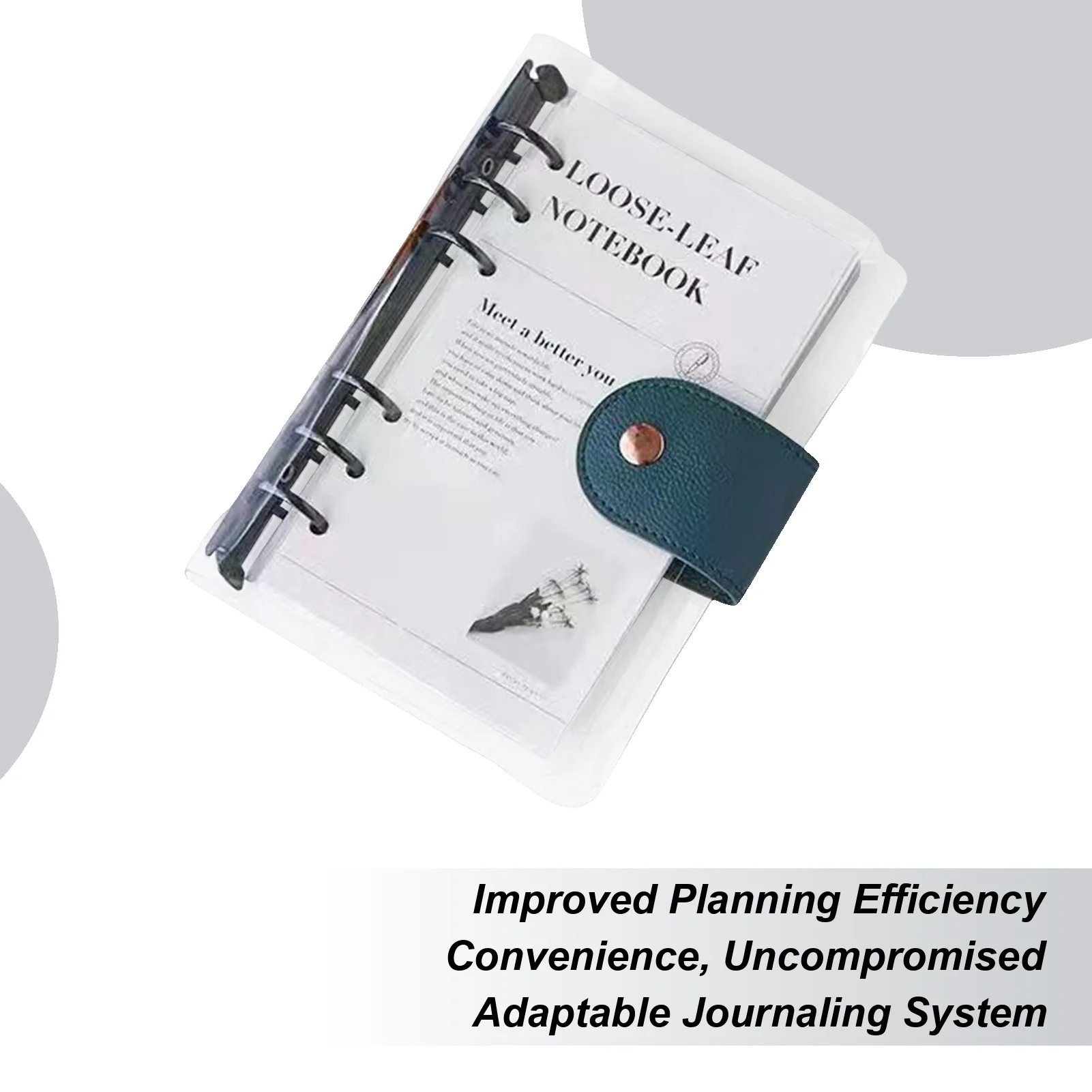 A6 바인더 투명 플래너 6링 바인더 플래닝 노트북 (업무, 건강, 여행, 공부, 청소, 독서, 운동, 가정, 정신 건강 관리용)