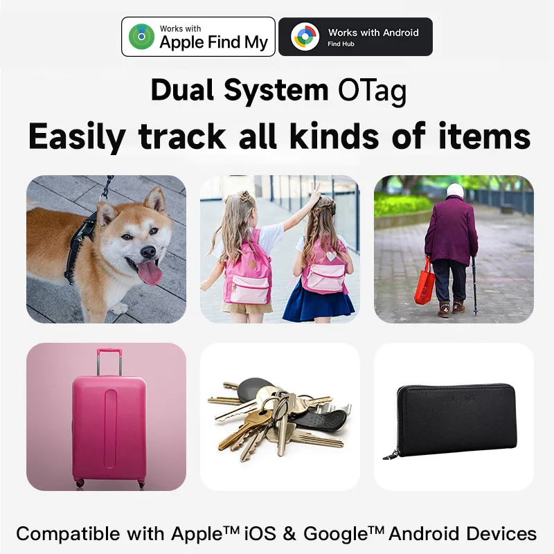 جهاز تعقب موقع بلوتوث لنظام IOS وAndroid - ابحث عن تطبيق جهازي، نظام مزدوج، علامة ذكية صغيرة مكتشف العناصر المفقودة لمحفظة الحيوانات الأليفة الرئيسية