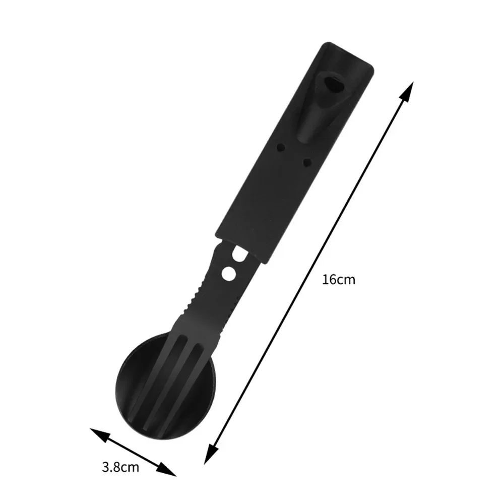 مجموعة سكاكين التخييم متعددة الوظائف أدوات مائدة خارجية من الفولاذ المقاوم للصدأ مع مجموعة شوكة ملعقة صافرة للتخييم #5