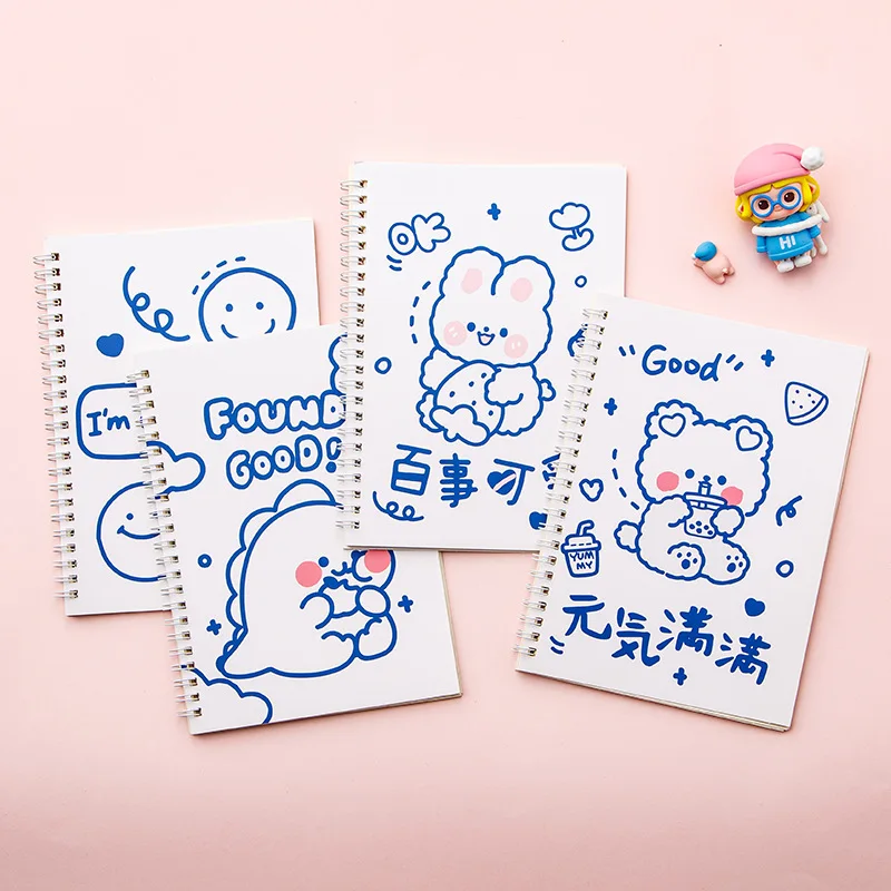 Cartoon Double-sided Release Paper Notepad A5 Coil Thicken Sticker Album For Collect Tape Sticker Handbook Cute School Supplies