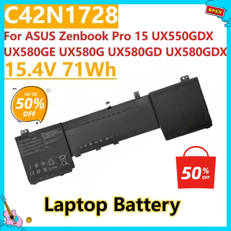

New C42N1728 Laptop Battery 15.4V 71Wh for ASUS Zenbook Pro 15 UX550GDX UX580GE UX580G UX580GD UX580GDX UX550GE UX550GEX UX550GD