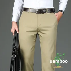 Bamboo Fiber Men's Casual Pants Anti-wrinkle Comfortable Baggy Straight Business Formal Trousers Male Brand Clothing
