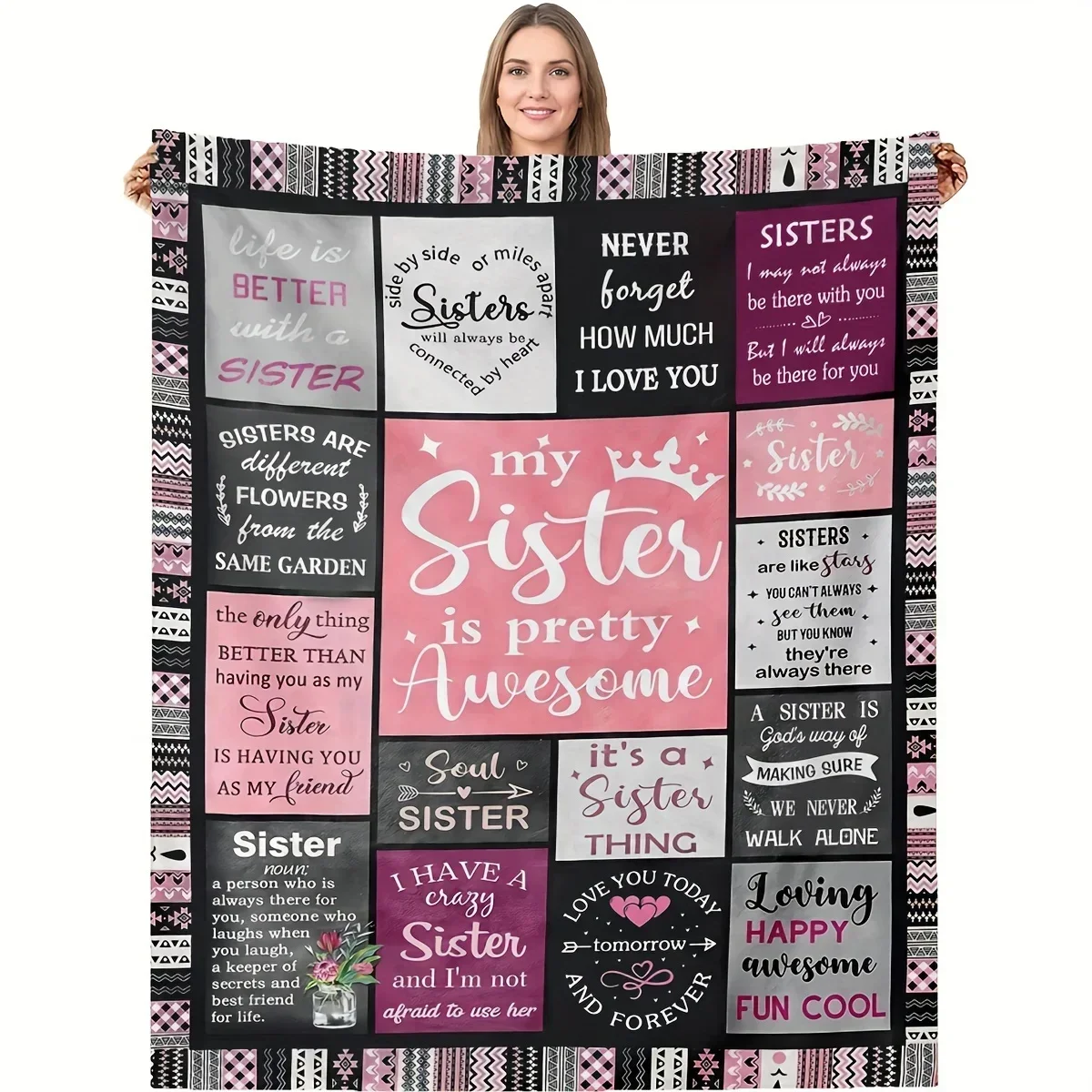 

1pc Flannel Blanket Gift For Sisters, Soft Flannel Blanket, Sofa Throw Blanket Nap Blanket For Office Home Couch Bed Sofa