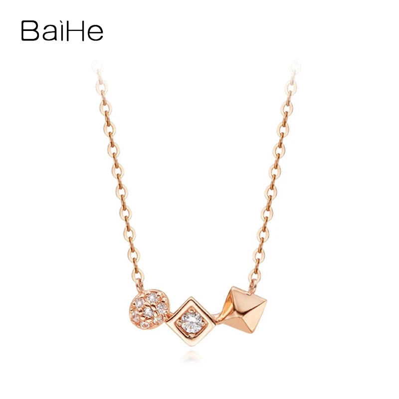 BAIHE Solid 14K White/Yellow/Rose Gold H/SI Natural Diamond Necklace for Women Trendy Engagement Party Fine Jewelry Collier