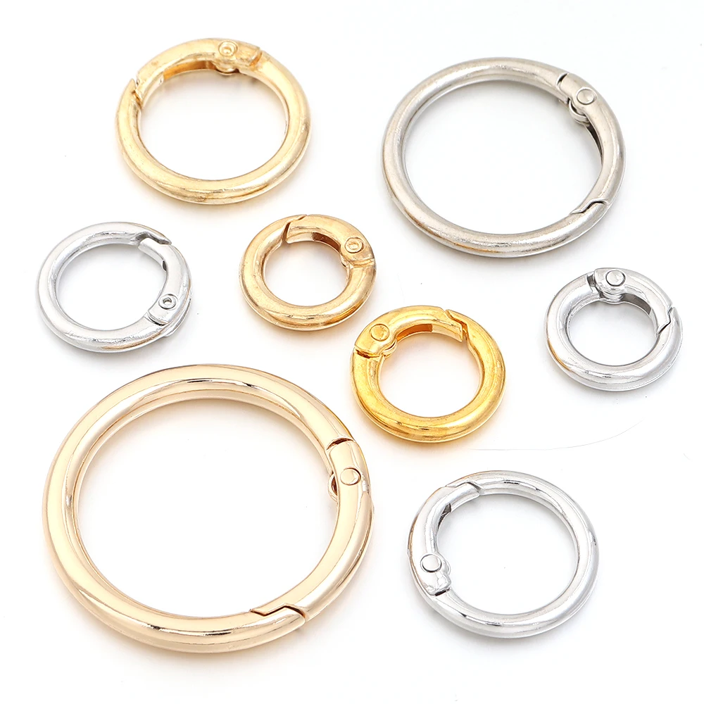 5-10pcs/lot Metal Open O Ring Spring Clasps Buckle Round Key Chain Carabiner Bag Strap Connectors For Hardware Accessories